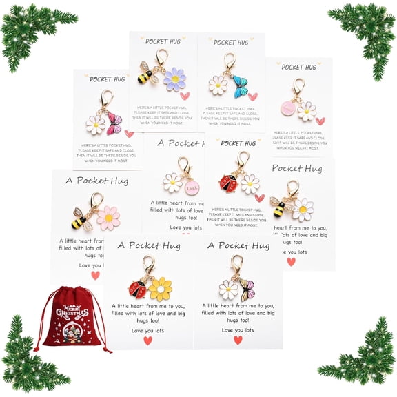 Crafted by Hand Hug Favors, 20 Sets Pocket Hug Gift Kits with Pun Cards and Resin Charms, DIY Emotional Support Gifts for Stress Relief