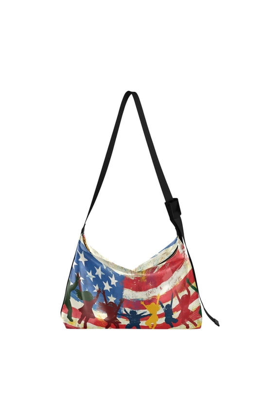 Crafted from premium leather the Ultra Soft on-trend Women's Hobo Handbag is a large satchel that makes a statement American Flag