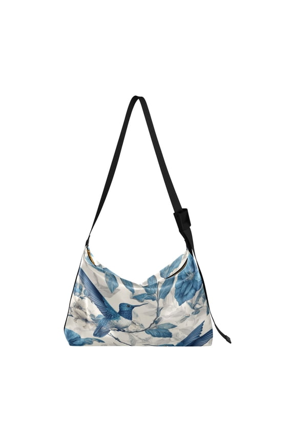 Crafted from premium leather the Ultra Soft on-trend Women's Hobo Handbag is a large satchel that makes a statement Birds in Shades Of Blue