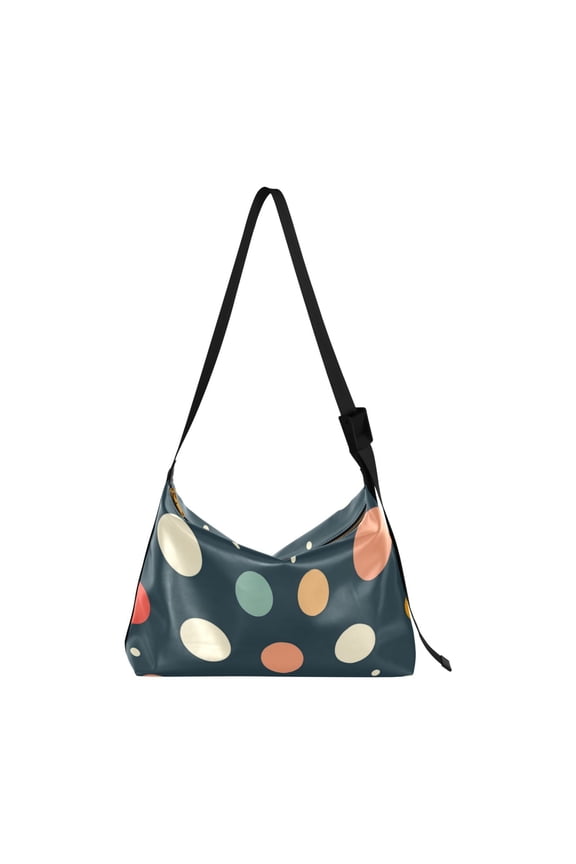 Crafted from premium leather, the Ultra Soft, on-trend Women's Hobo Handbag is a large satchel that makes a statement. Colorful Dots Pattern