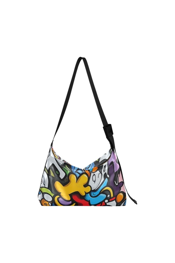 Crafted from premium leather, the Ultra Soft, on-trend Women's Hobo Handbag is a large satchel that makes a statement. Street Graffiti Style Pattern