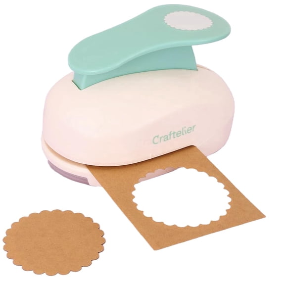 Craftelier - 3 Inch Circle Scallop Punch with Lever Press | Shape Hole Puncher for Paper Crafts | Scalloped Hole Punch for Scrapbooking, DIY Cards & Journals | Mini Hole Punch for Paper & Cardstock.