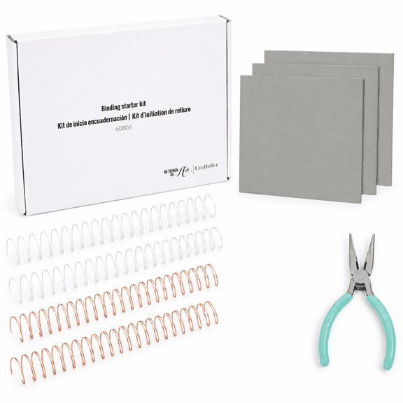 Craftelier - Binding Kit with Binding Rings, Cardstock (4 sheets), Binding Pliers, and Binding Coils | The Perfect Accessory for Our Minty Duo Binding Machine | Crafts and Scrapbooking