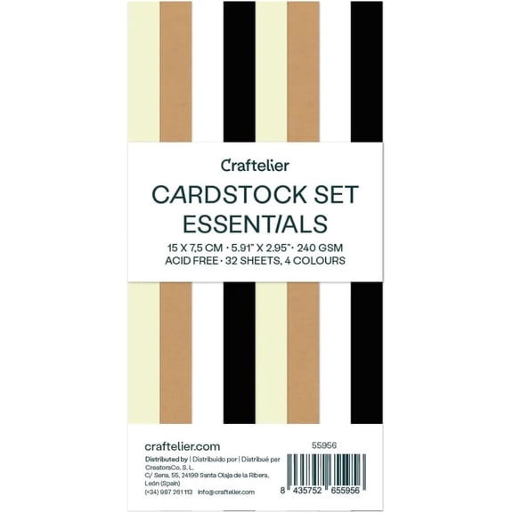 Craftelier - Essentials Color Cardstock | Pack of Colored Cardstock | Colored Paper for Crafts, Scrapbooking, DIY Projects | 32 Sheets, Double-Sided, 5.91" x 2.95", 8.47oz