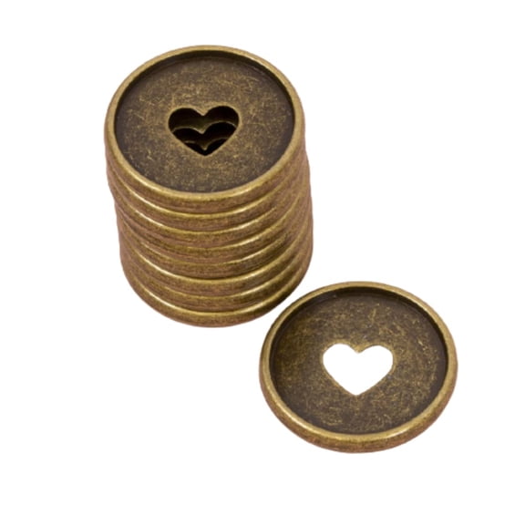 Craftelier - Metallic M Disc Rings with Die Cut Heart for Scrapbooking Binding for Planners, Agendas, Notebooks or Albums | Pack of 9 pcs. of 35 mm - Vintage Bronze Colour