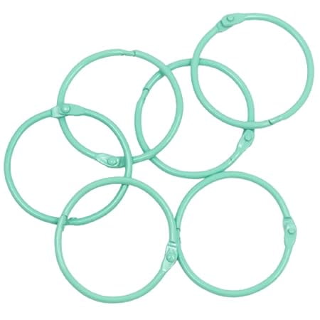 Craftelier - Set of 6 Metal Binding Rings for Scrapbooking, Card Making and Other Craft Projects | Rings for Photo Albums, Notebooks or Diaries | Size  45 mm - Turquoise Colour