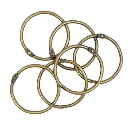 Craftelier - Set of 6 Metal Binding Rings for Scrapbooking, Card Making and Other Craft Projects | Rings for Photo Albums, Notebooks or Diaries | Size  45 mm - Vintage Bronze Colour