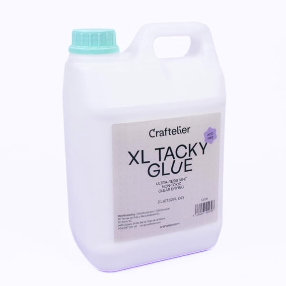 Craftelier - Tacky Glue | Extra Strong Multipurpose Liquid Glue for Scrapbooking and Other Craft Projects | Non-Toxic | Transparent, Flexible and Resistant Drying - Quantity 2 L (67.63 Fl Oz)