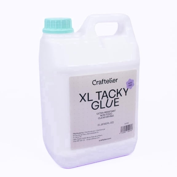 Craftelier - Tacky Glue | Extra Strong Multipurpose Liquid Glue for Scrapbooking and Other Craft Projects | Non-Toxic | Transparent, Flexible and Resistant Drying - Quantity 2 L (67.63 Fl Oz)
