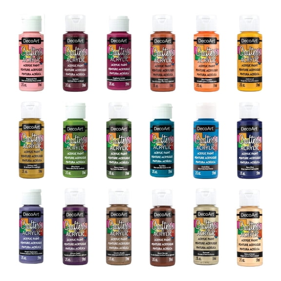 DecoArt Crafters Acrylic Fall Paint Set, 18 Pieces, Matte Craft Paint, 2 fl oz Each