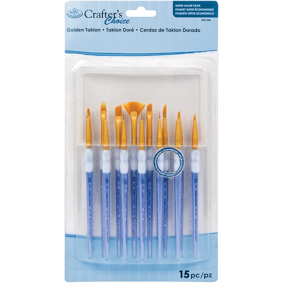 RCC 606 | Crafter's Choice 15pc Golden Taklon Variety Mini Brush Set