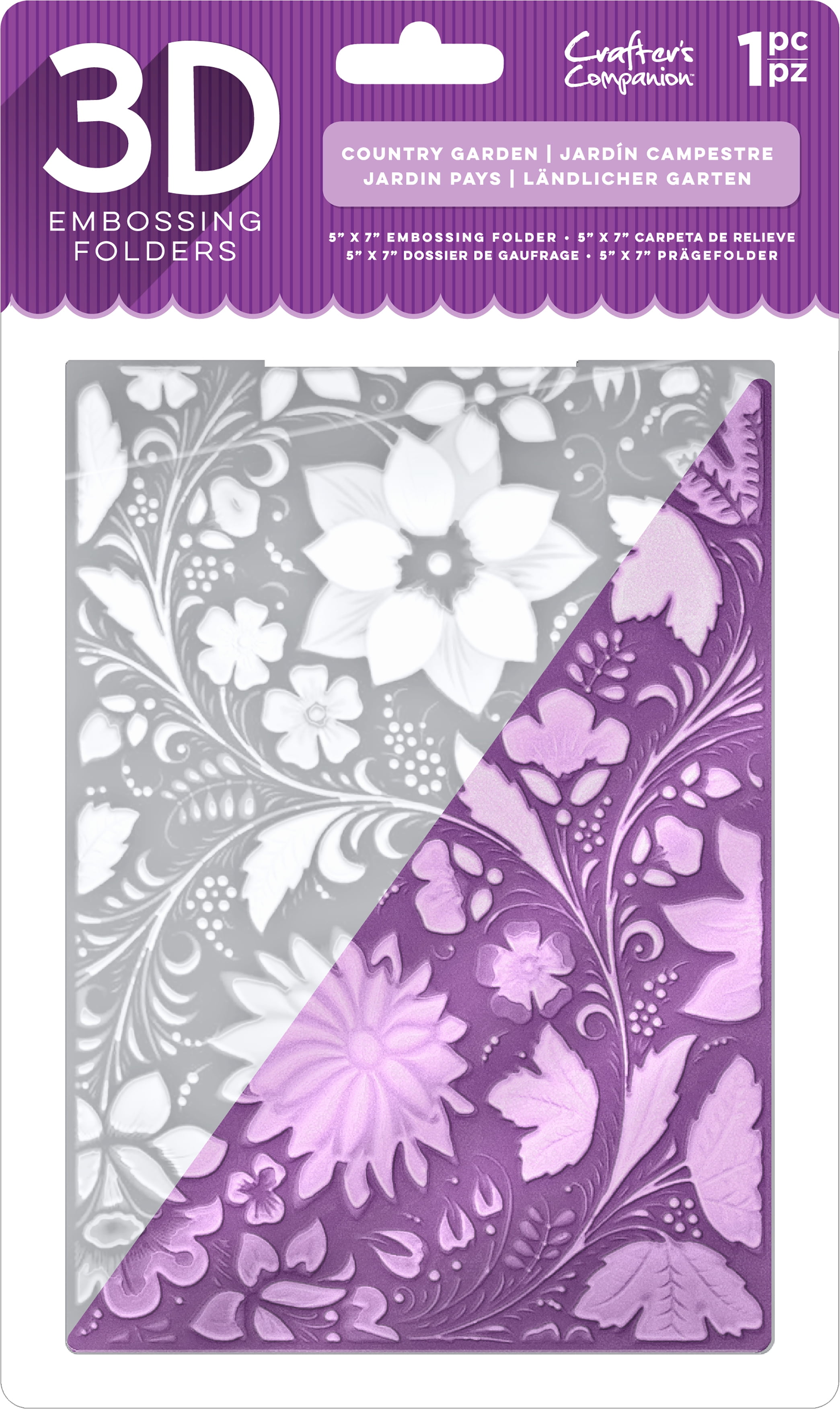 Crafter's Companion 3D Embossing Folder 5"X7"-Country Garden - Walmart.com