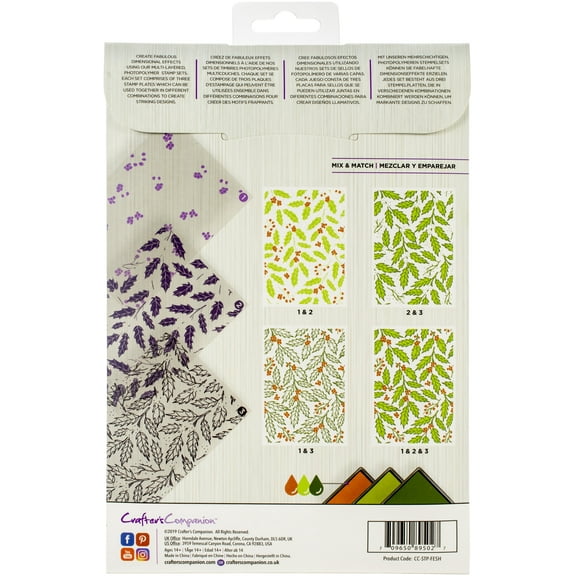 Crafter's Companion Background Layering Stamps-Festive Holly