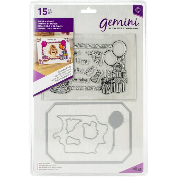 Crafter's Companion Gemini Stamps & Dies, Birthday Party Photoframe & Wallet