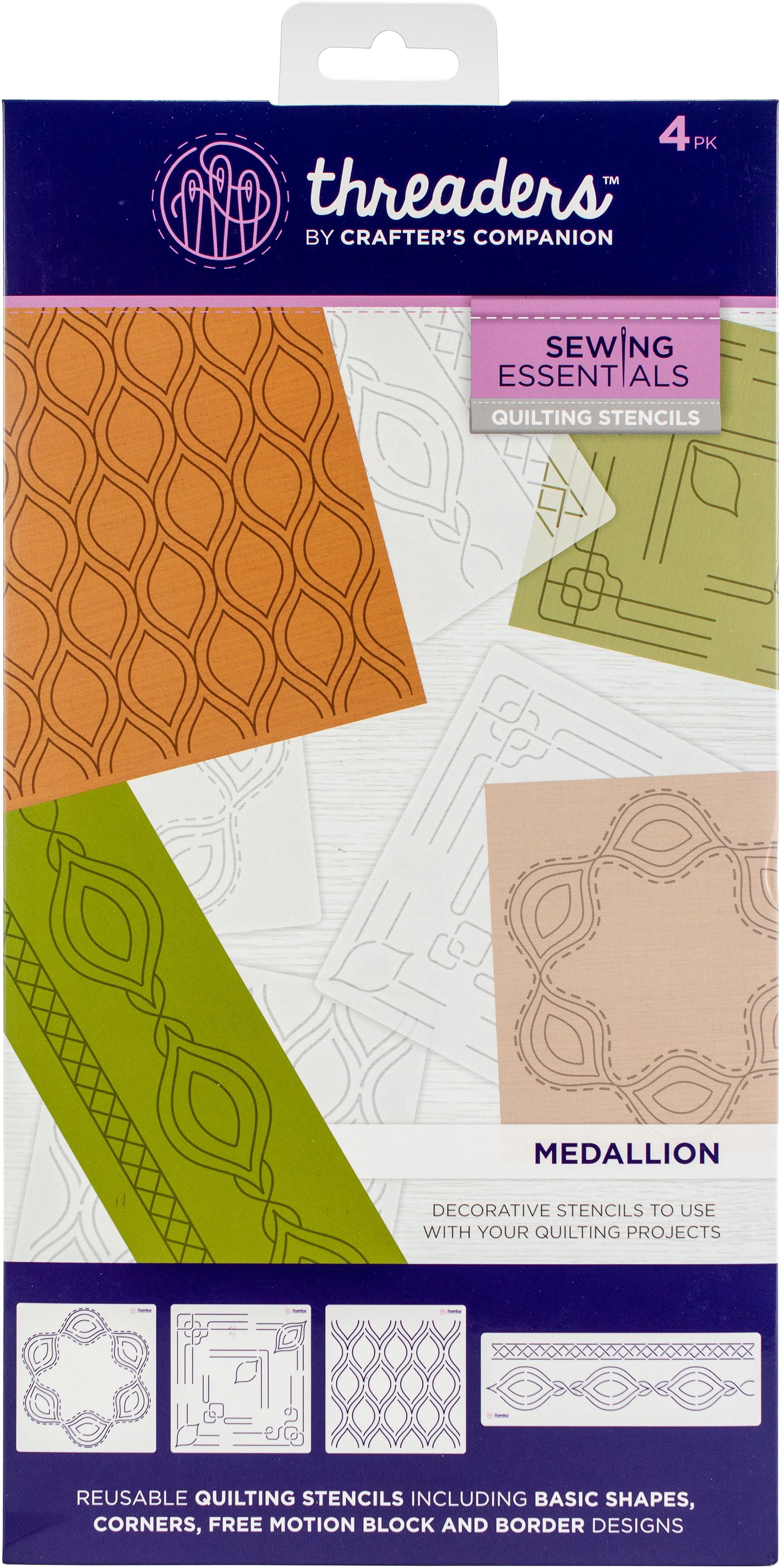 Crafter's Companion Threaders Quilt Stencil 4/PkgMedallion