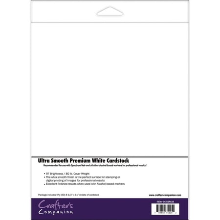 Crafter's Companion 10034084 Spectrum Noir Ultra Smooth Premium Cardstock 8.5"x11" 50/pkg-white