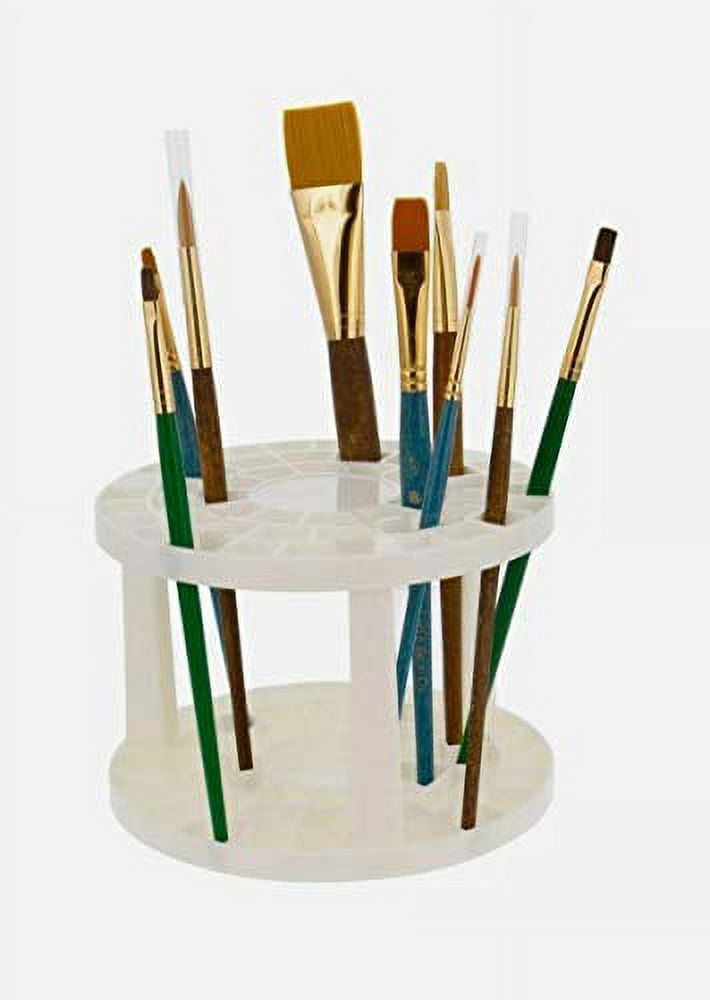 67 Holes Paintbrush Holder Wooden Paint Brush Stand Desk Organizer