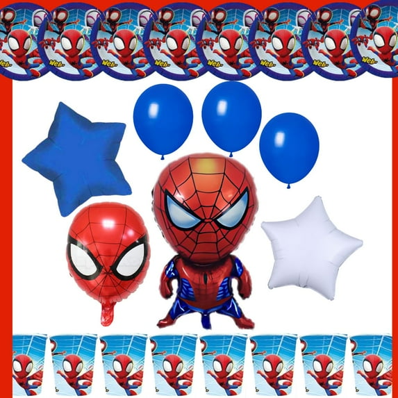 Spidey Birthday Balloon & Tableware Set - Giant Balloon Included! (23 Pieces)