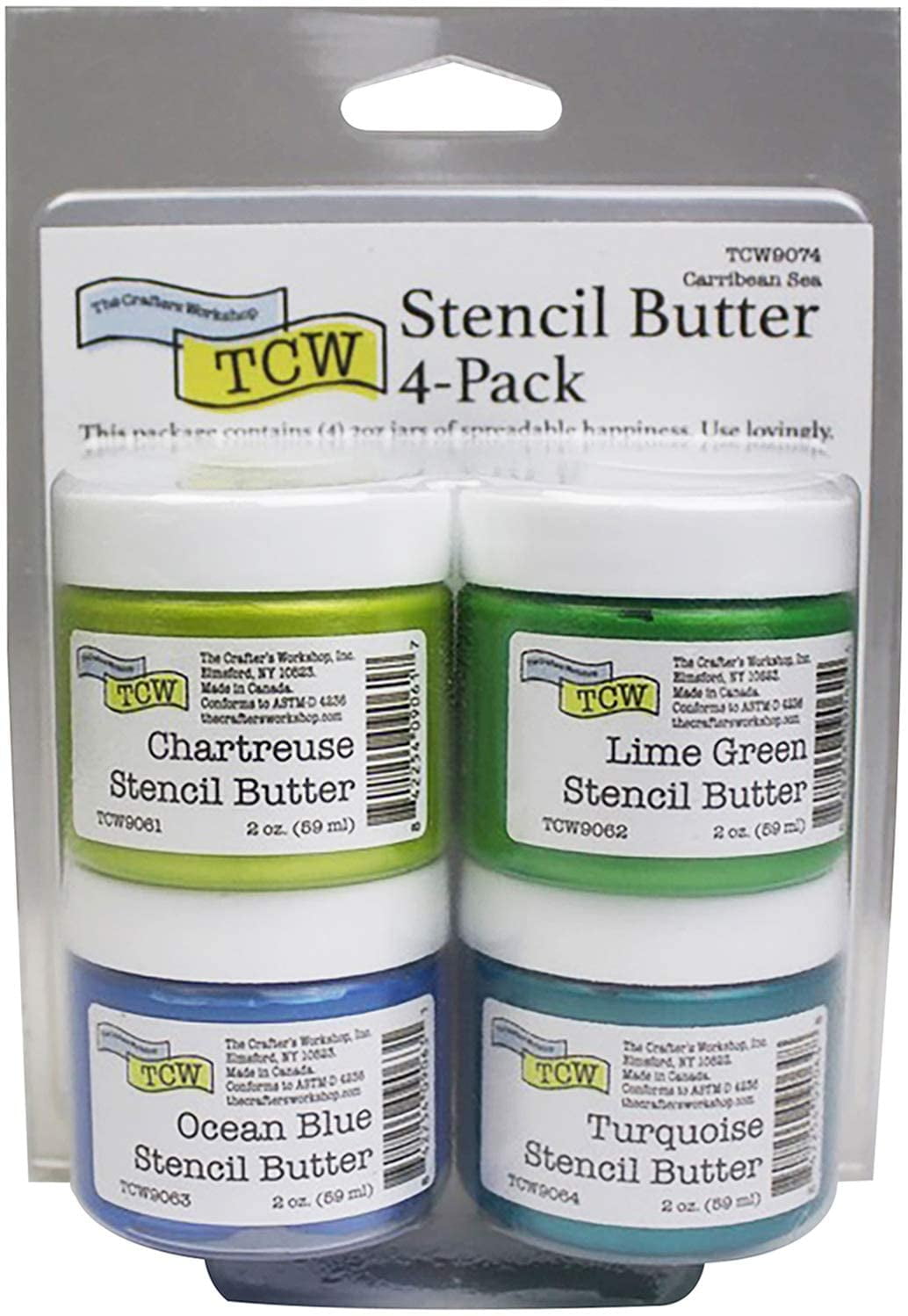 Stencil Butter Acrylic Paints - Pkg of 4, Carribean Sea, 2 oz