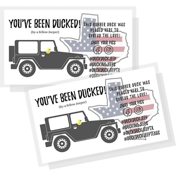 Crafters Cup Texas You've Been Ducked Tag  50 Pack  Duck Duck Texas Tag  Size 2 x 3.5 in Business Card Size  Attach To Rubber Ducks  Texas USA Design,3.5 x 2 inches