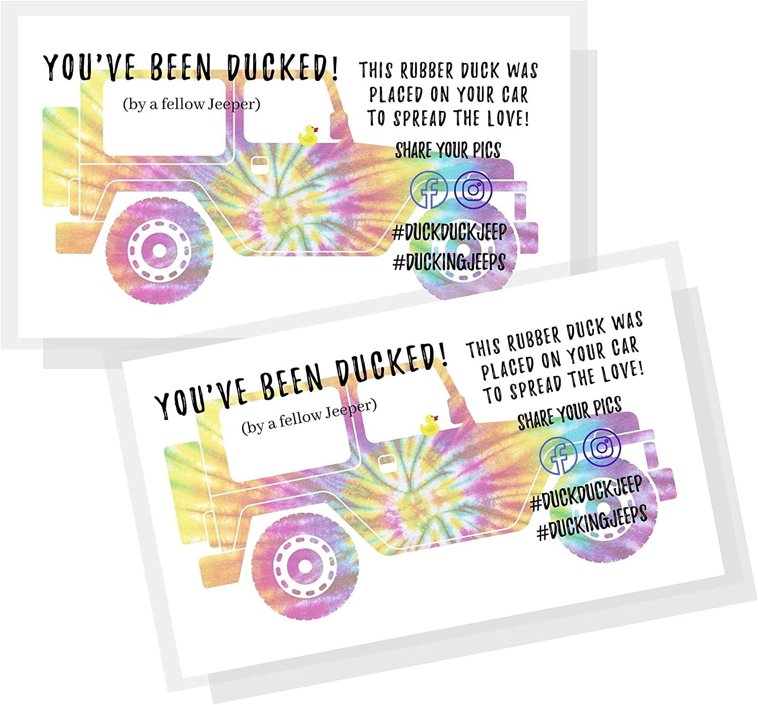 Crafters Cup You've Been Ducked Card 50 Pack 23.5 inches Business Card Size Duck Duck Jp Tag! Tie Dye SUV Design