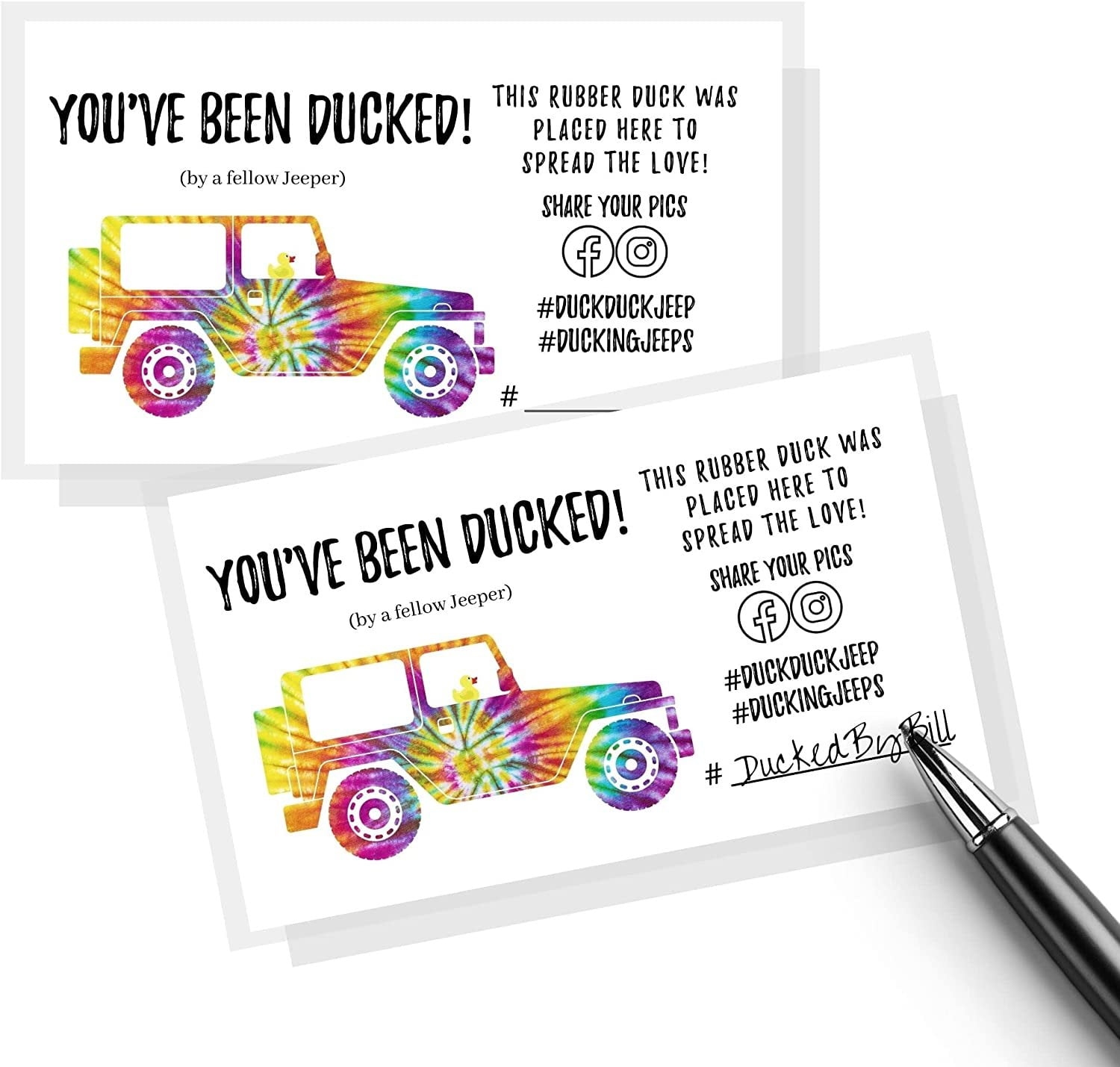 Crafters Cup You've Been Ducked Card 50 Pack 2x3.5'' inches Business Card Size Duck Duck Jxxp Tag! DIY Card Write Your Own Hashtag Design