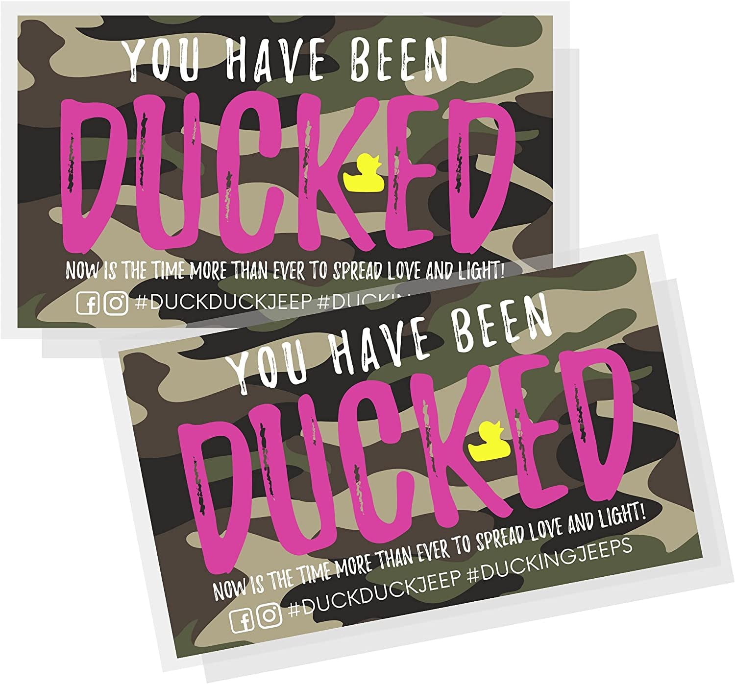 Crafters Cup You've Been Ducked Card 50 Pack Duck Duck Tag 3.5 x 2Inch Business Card Size Camo & Pink Ducked Design