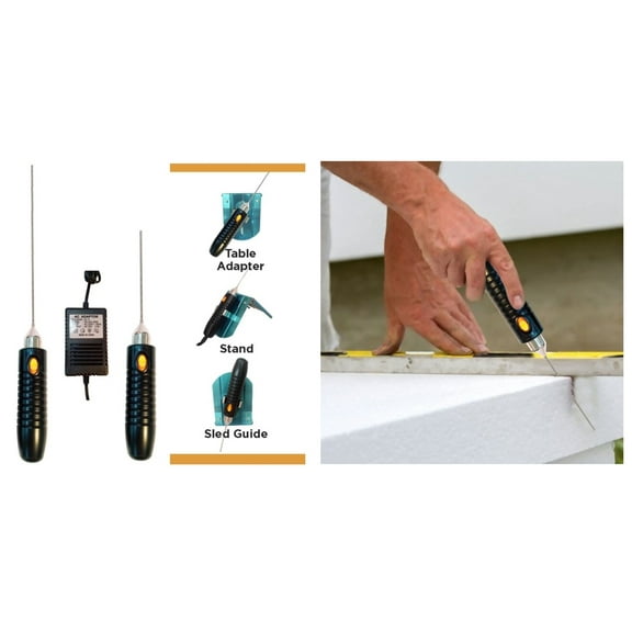 Crafters Hot Knife Set 6" and 9" Rod Style Knives with Sled Guide & Stand