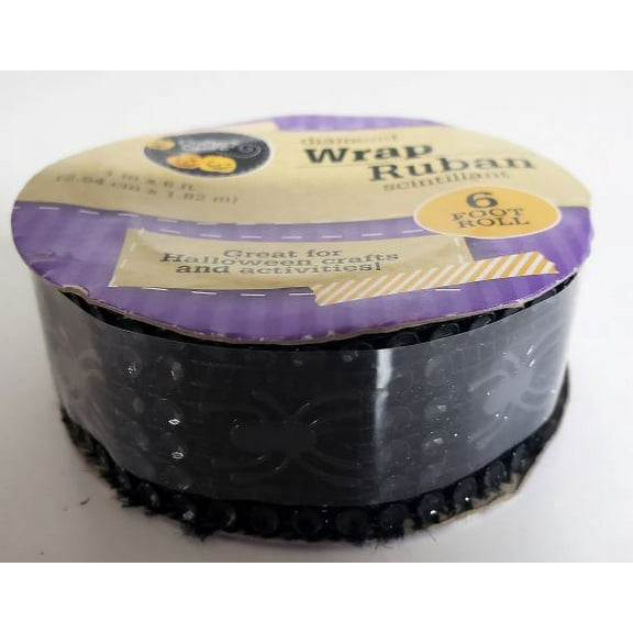 Crafters Square Halloween Diamond Wrap Ribbon Spiders 1" x 6'
