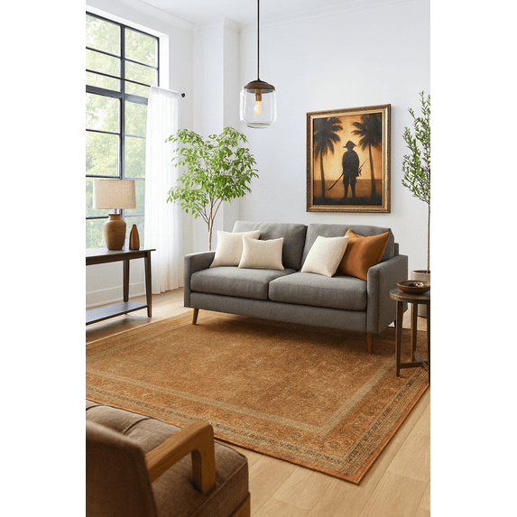 Crafters & Weavers Ushak Soft Washable Non Slip Area Rug (5.7' x 7.8')