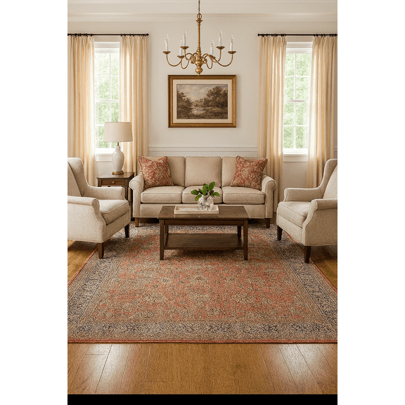 Crafters & Weavers Ushak Soft Washable Non Slip Area Rug (9' x 12')