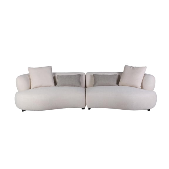 Crafters and Weavers 120" Pure Collection Sectional 4-Seater Fabric Sofa - White