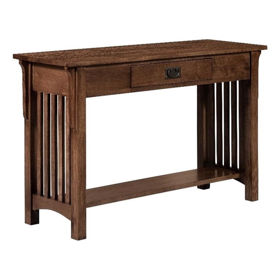 Crafters and Weavers Arts and Crafts 1 Drawer Wood Console Table in Walnut