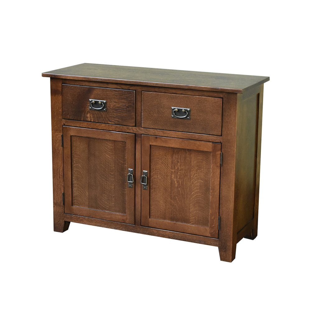 Arts & Crafts Walnut Solid Wood 2-Door Cabinet with Dovetail Drawers