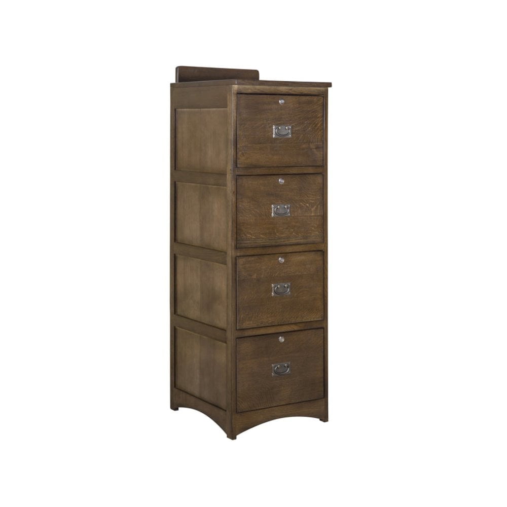 Walnut Oak 4-Drawer Lockable File Cabinet