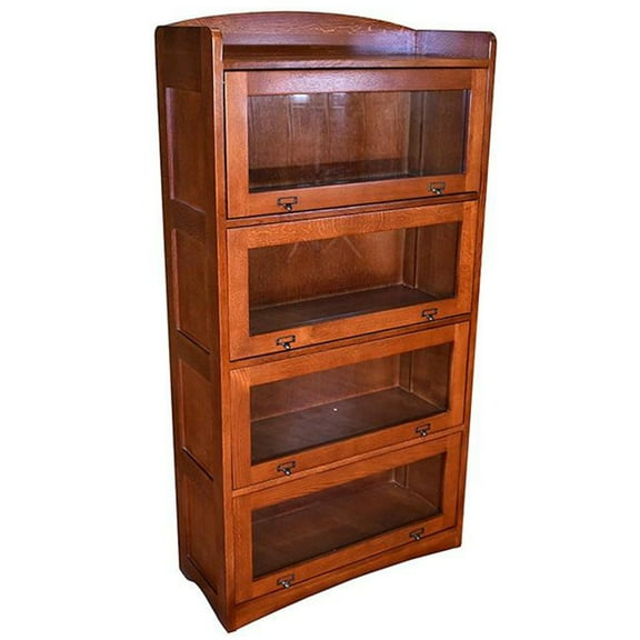 Crafters and Weavers Arts and Crafts 4-Stack Wood Barrister Bookcase in Cherry