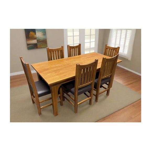 Crafters and Weavers Arts and Crafts 7-Piece Solid Wood Dining Set in Cherry