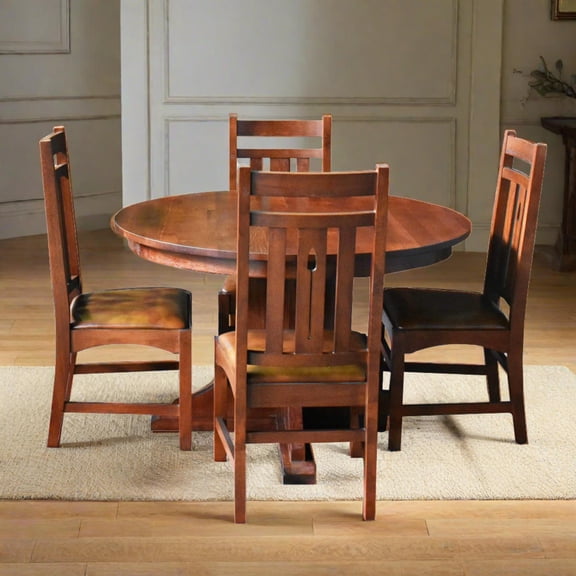 Crafters and Weavers Arts and Crafts Solid Wood Dining Table in Cherry