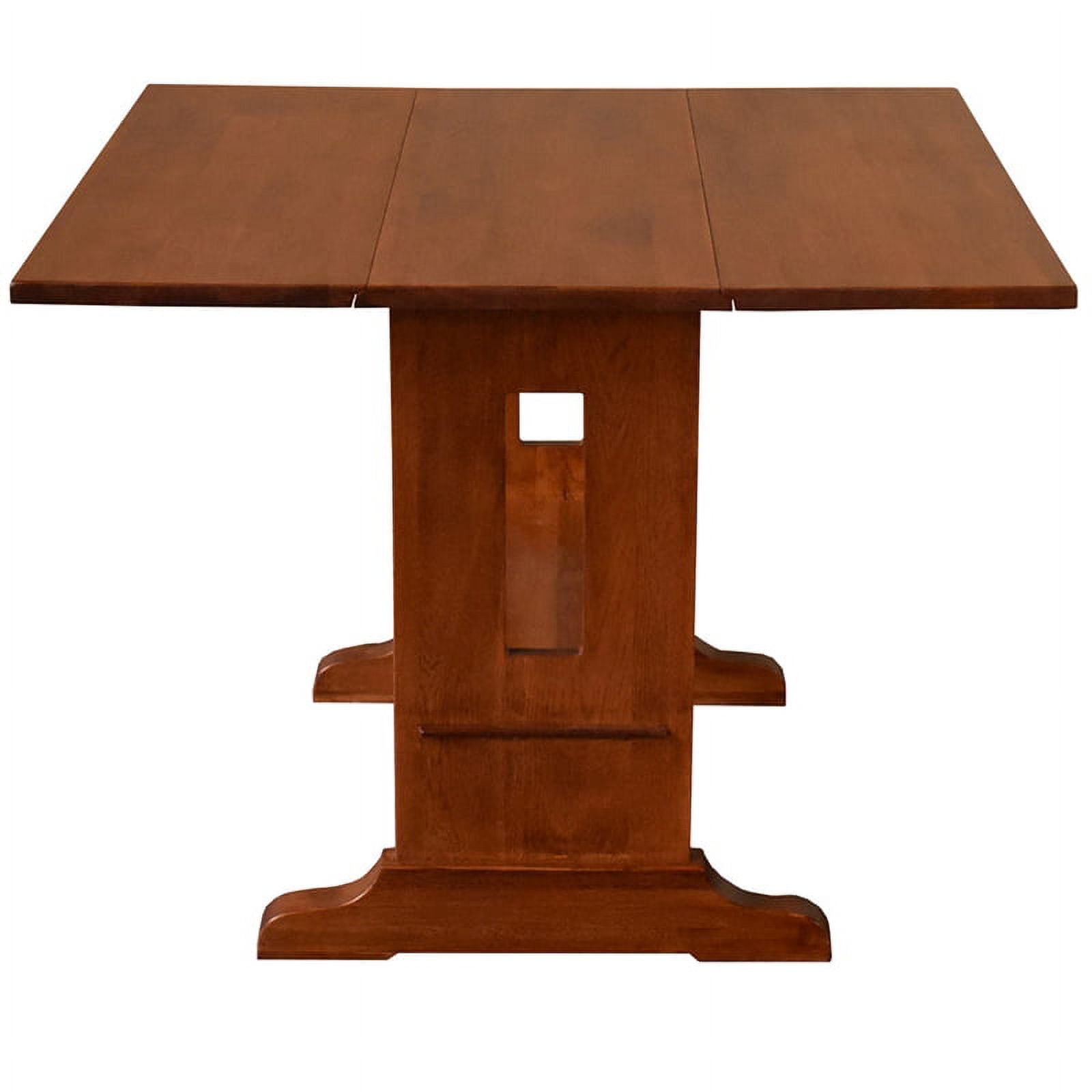 Mission Style Extendable Solid Oak Dining Table with Drop Leaves