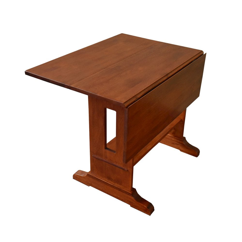 Mission Style Extendable Solid Oak Dining Table with Drop Leaves