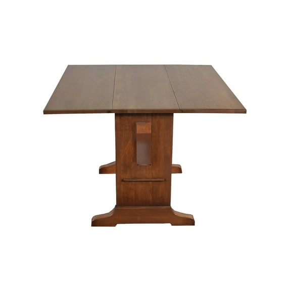 Crafters and Weavers Arts and Crafts Solid Wood Drop Leaf Dining Table in Walnut