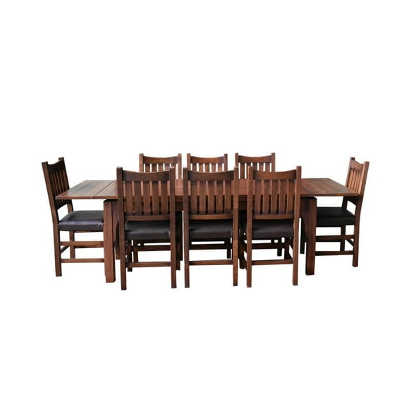 Crafters and Weavers Arts and Crafts Solid Wood Stow Leaf Dining Table in Walnut
