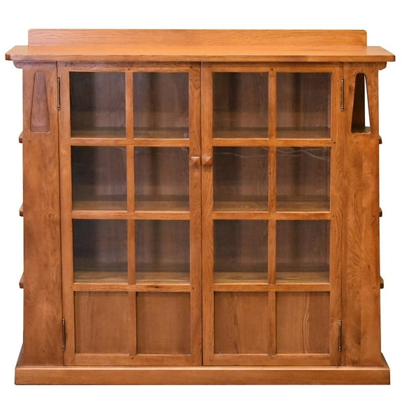 Crafters and Weavers Arts and Crafts Wood 2-Door Bookcase in Cherry