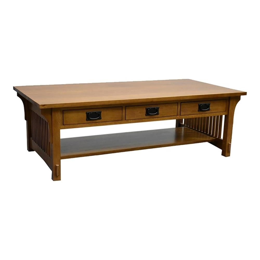 Mission Style Cherry Oak Coffee Table with Storage