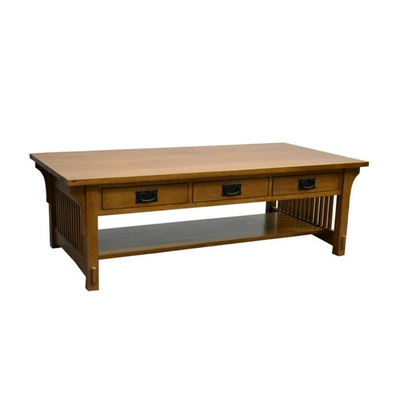 Crafters and Weavers Arts and Crafts Wood Coffee Table in Cherry