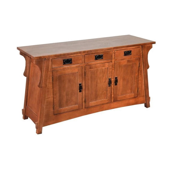 Crafters and Weavers Arts and Crafts Wood Console Cabinet in Cherry