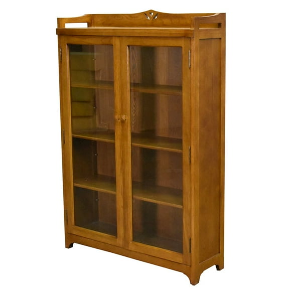 Crafters and Weavers Arts and Crafts Wood Curio Cabinet in Light Cherry