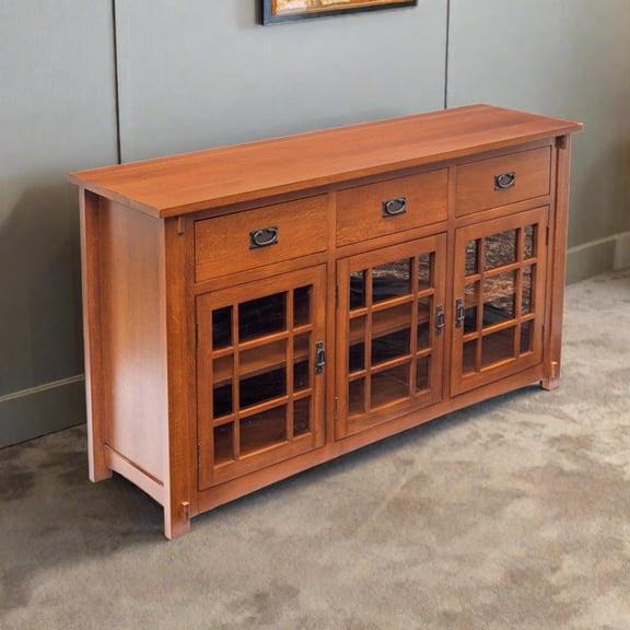 Crafters and Weavers Arts and Crafts Wood Sideboard in Cherry