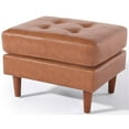 thumbnail image 1 of Crafters and Weavers Cosmic Contemporary Faux Leather Ottoman/Footstool in Brown, 1 of 2