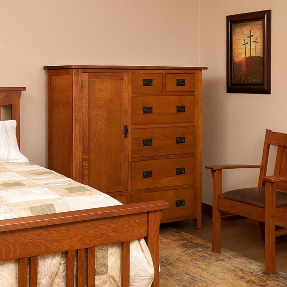 Crafters and Weavers Craftsman 7-Drawer Solid Wood Chest in Cherry